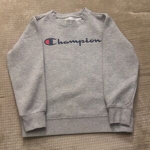 Champion Heather Gray Sweatshirt with Navy Logo